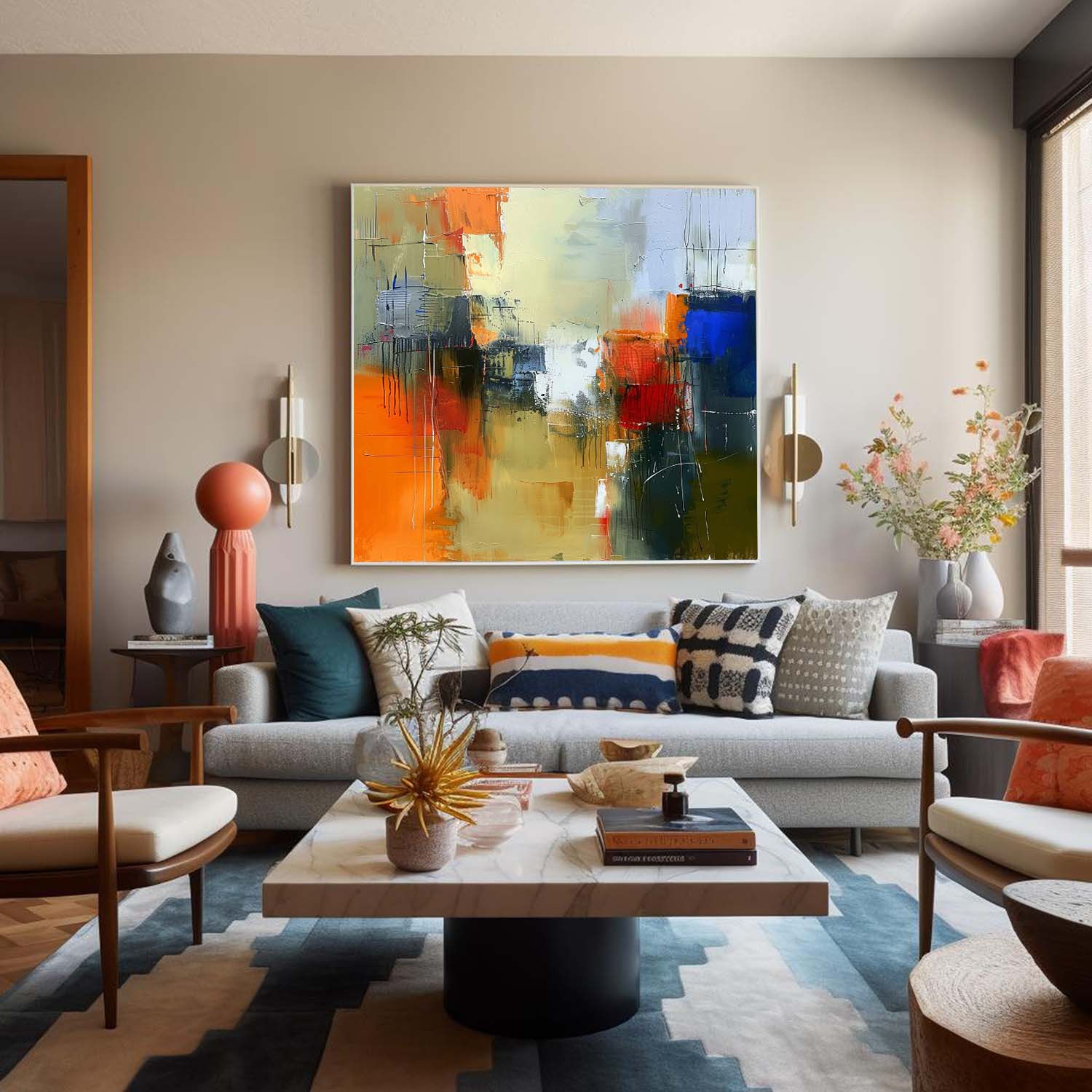 Wall Art Abstract Dynamic Bustling Atmosphere