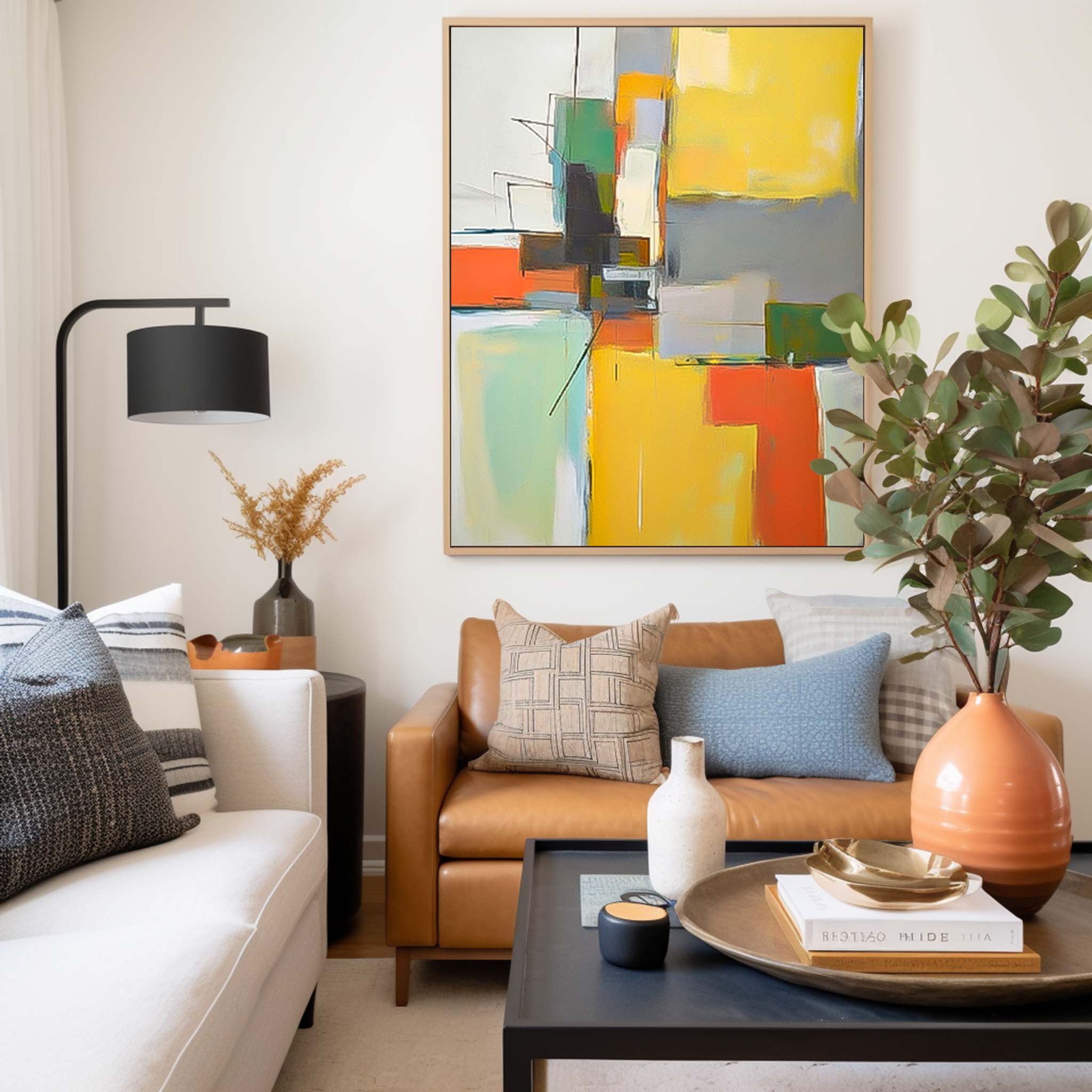 Wall Art Geometric Abstract Block Modern Soft