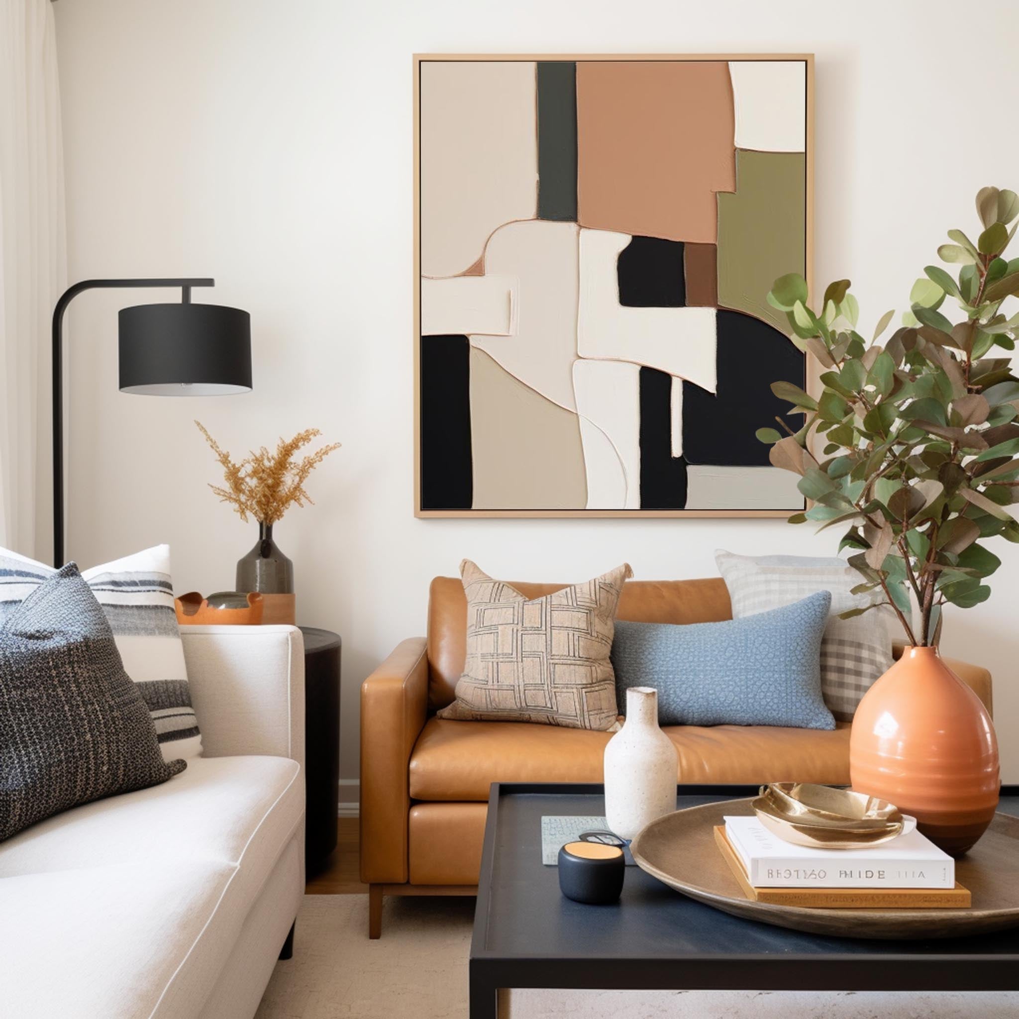 Wall Art Serene Abstract Geometric Block