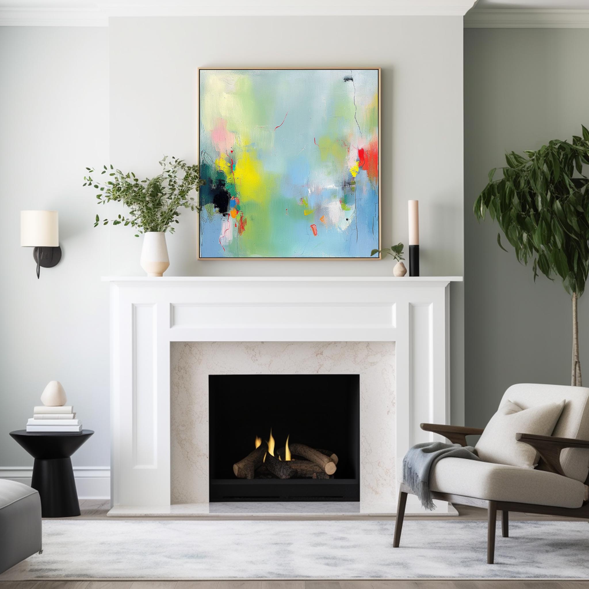 Wall Art Painterly Soft Fluid Abstract Serene