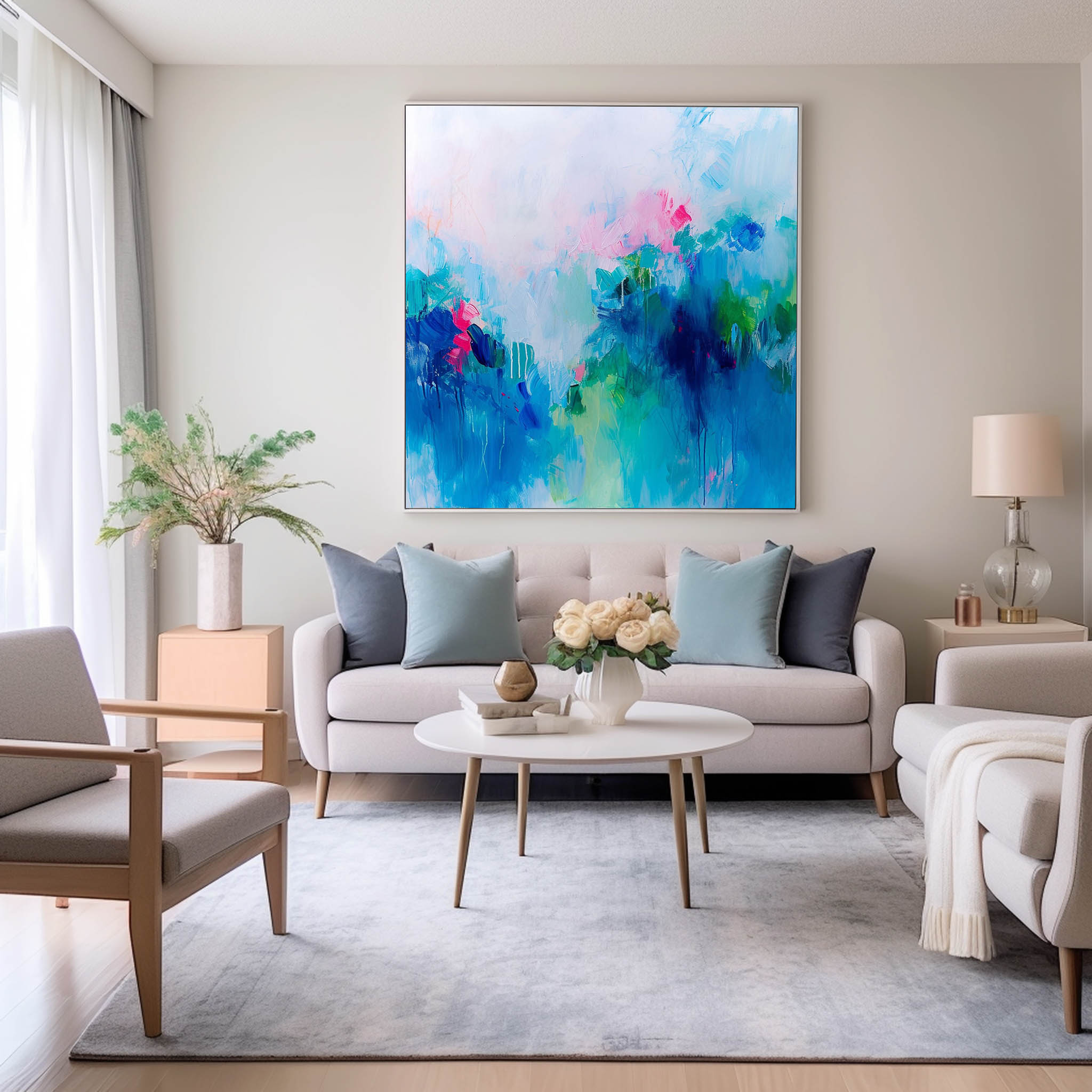 Wall Art Painterly Abstract Soft Fluid Wash