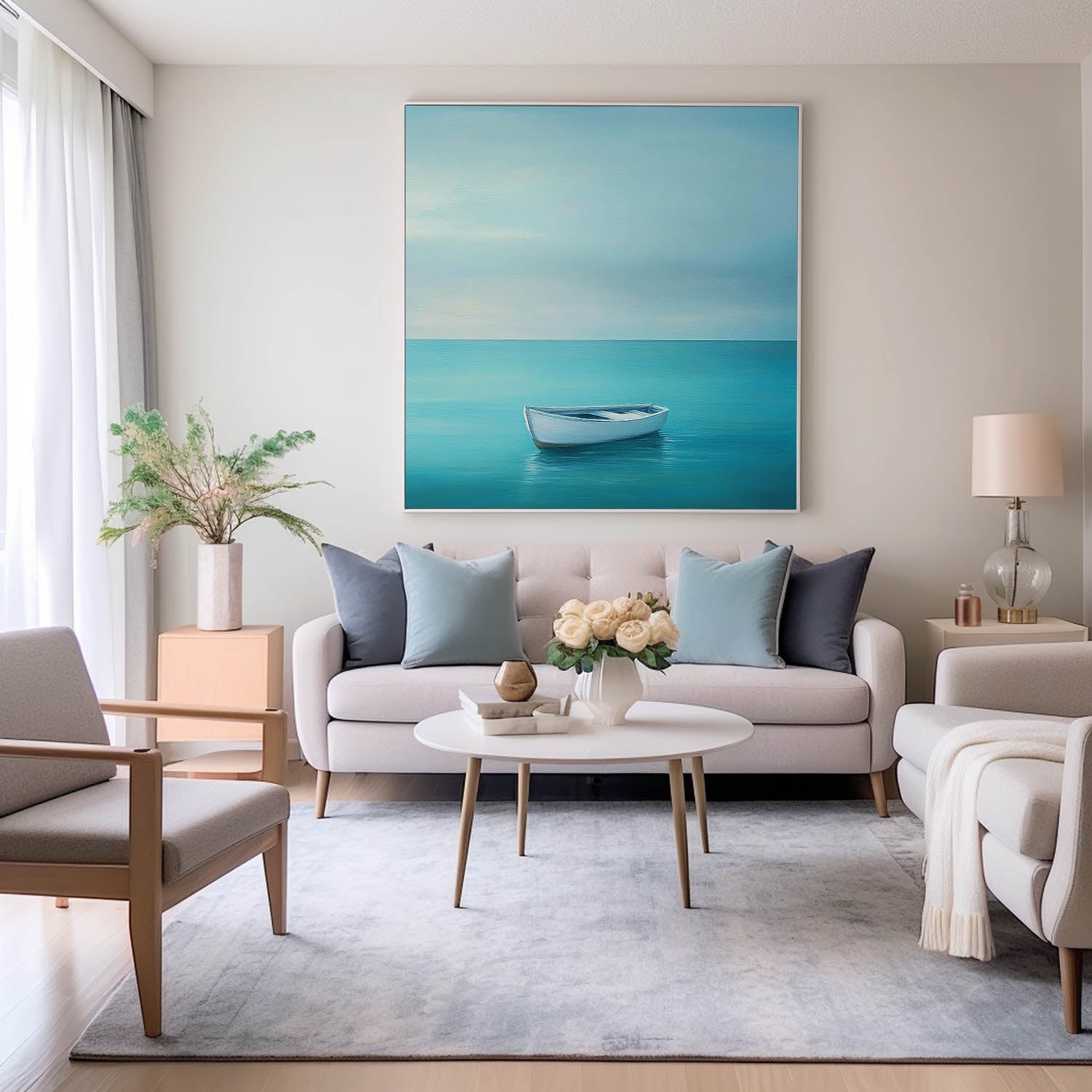 Wall Art Landscape Minimalist Boat Serene