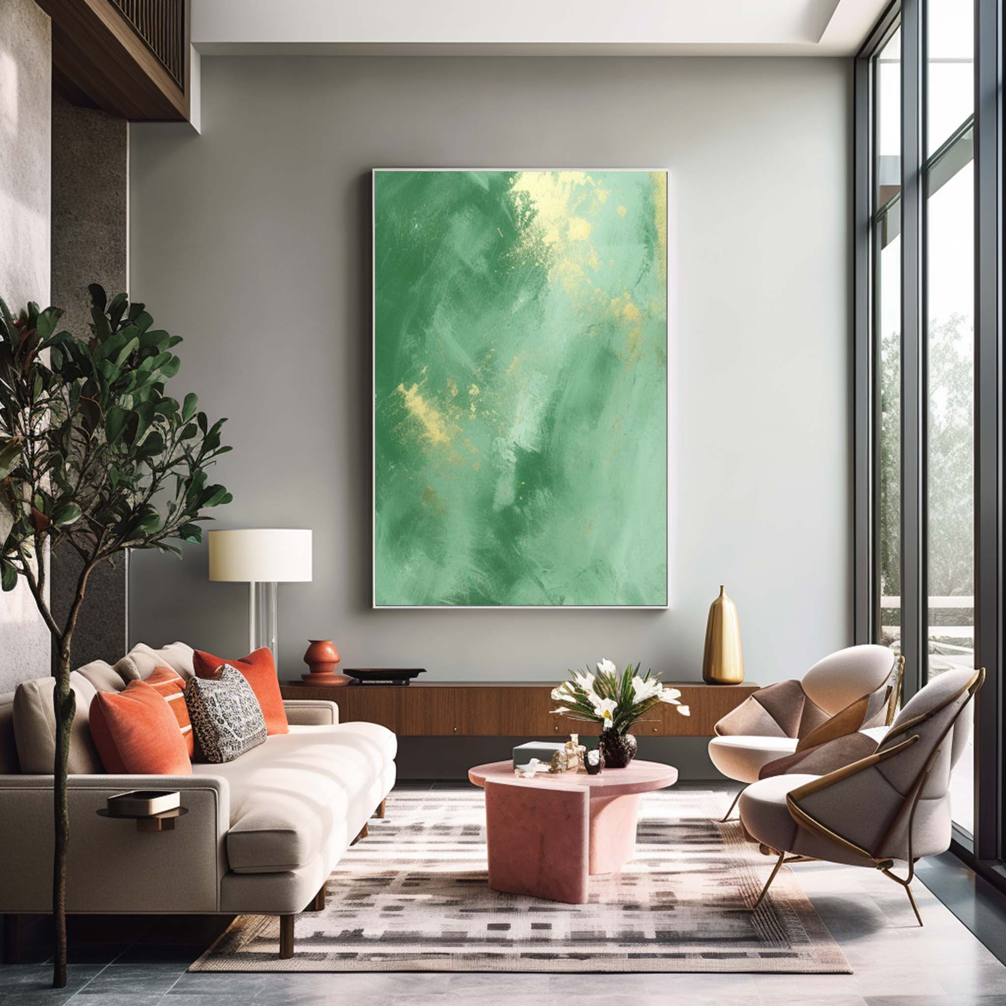 Wall Art Soft Green Abstract Watercolor