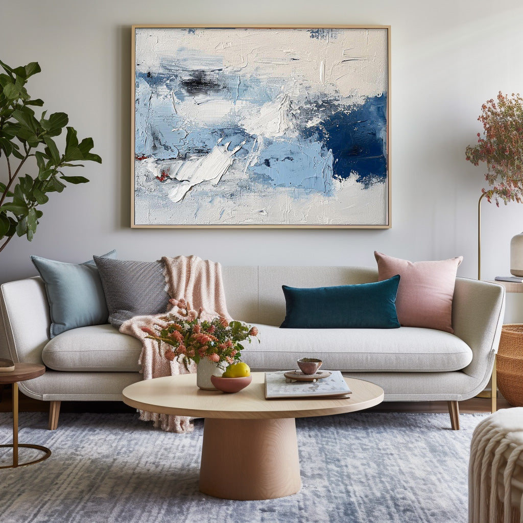 Wall Art Abstract Painterly Blue Impasto Modern