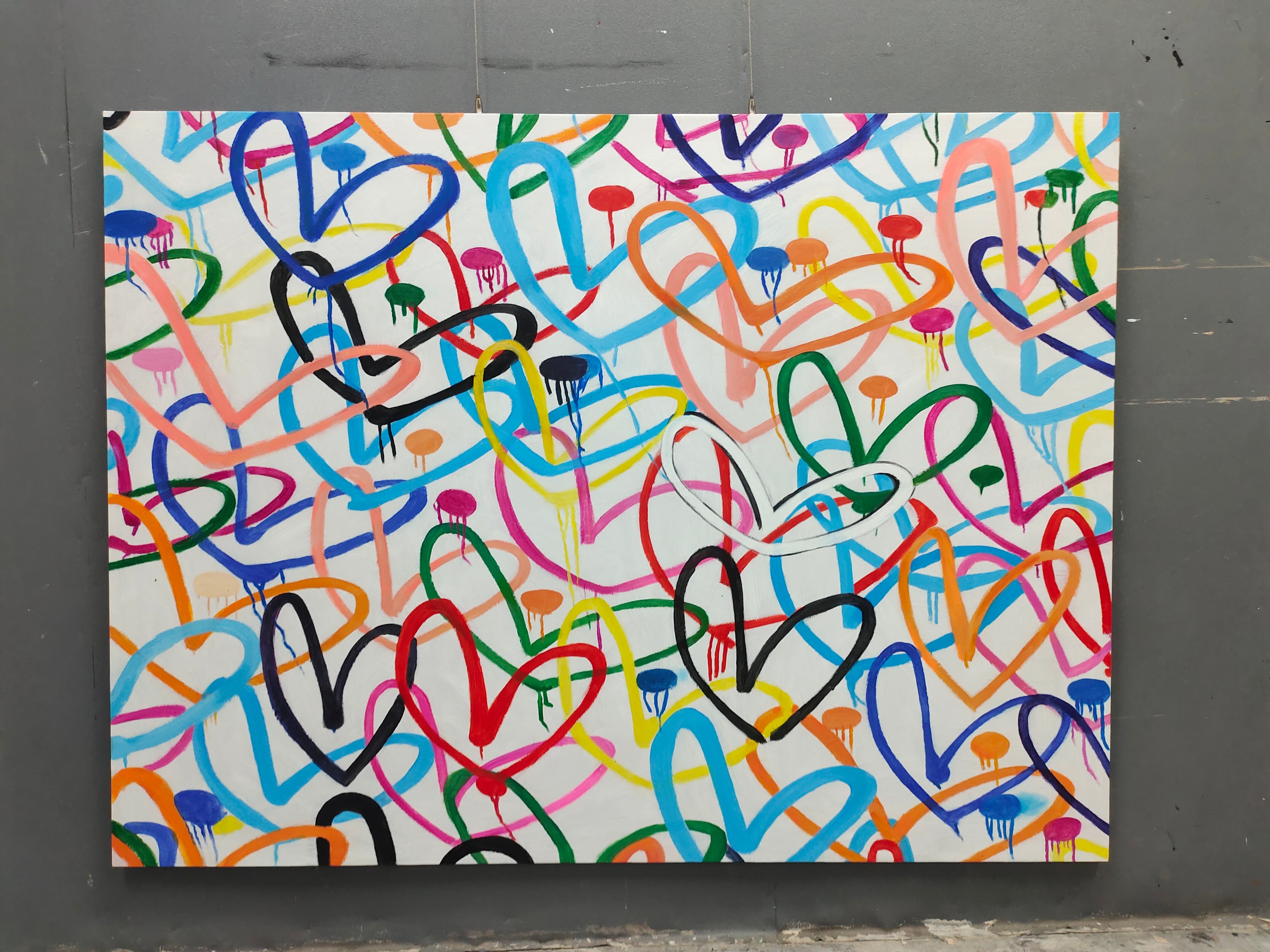 Wall Art Love Hearts Graffiti Playful Dense Love