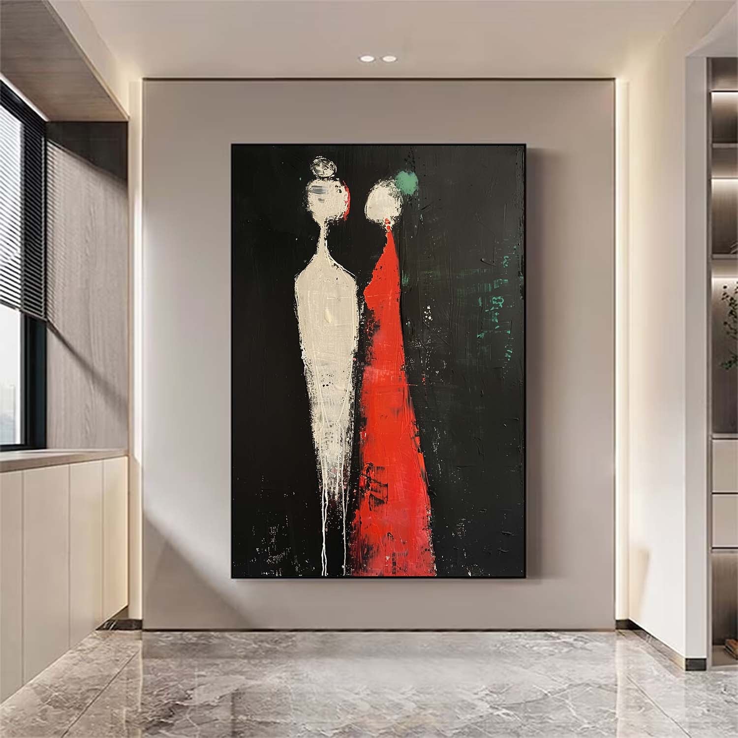 Stark Contrast Figurative Couple Canvas Art