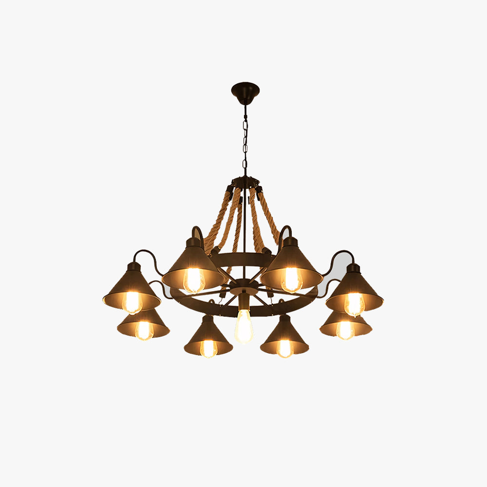 Epoch Vintage Industrial Rope Chandelier Living Room - Neutralighting
