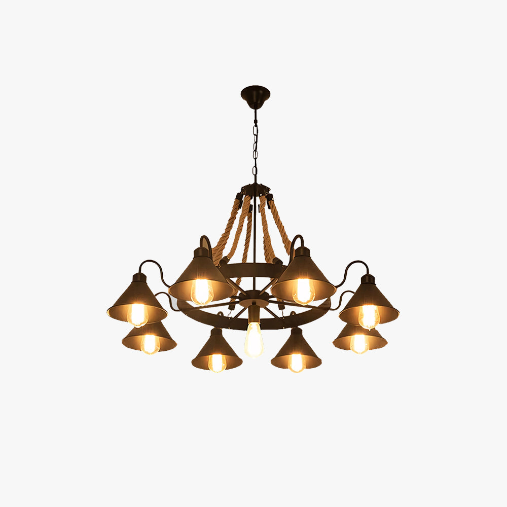 Epoch Vintage Industrial Rope Chandelier Living Room - Neutralighting