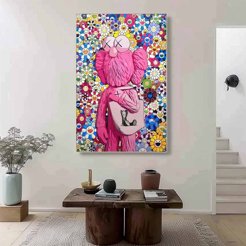 Wall Art Kaws Pink Cartoon Murakami Flower