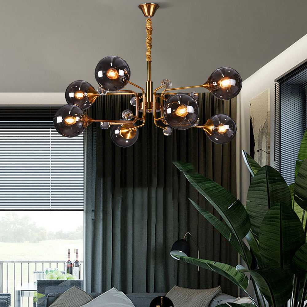 Valentina Nordic Modern Chandelier Clear/Grey Metal Living Room - Neutralighting