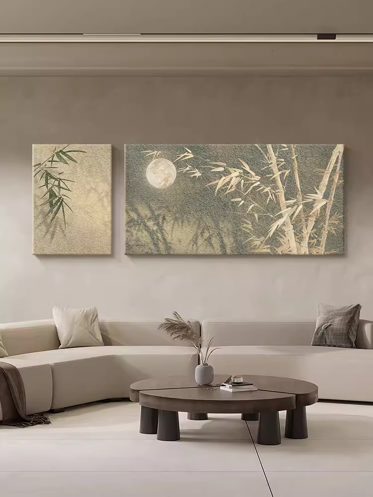 Wall Art Bamboo Moon Wabi-Sabi Beige Green