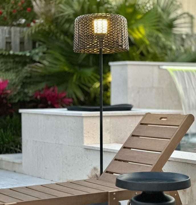Ritta Waterproof Outdoor Floor Lamp, Rattan，Balcony/Terrace - Neutralighting