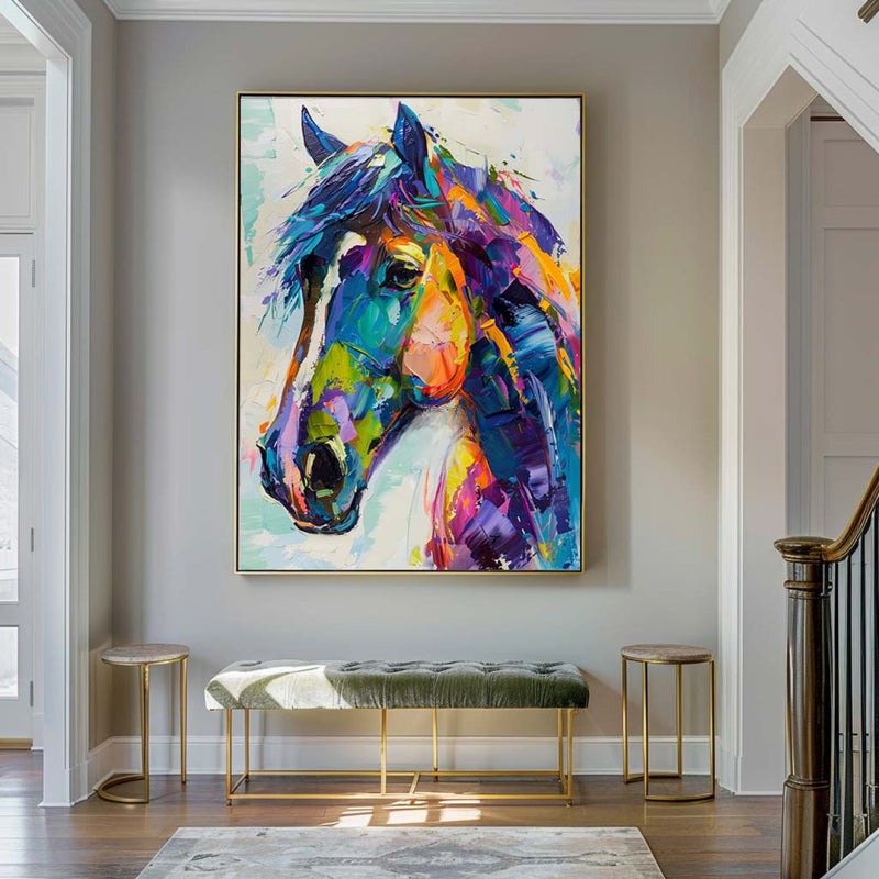 Colorful Horse Portrait Abstract Painting