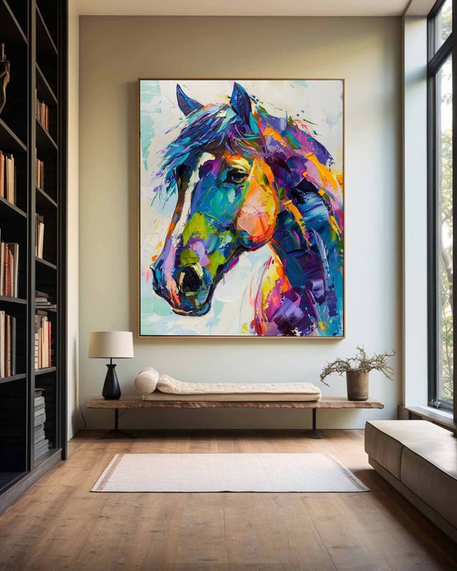 Colorful Horse Portrait Abstract Painting