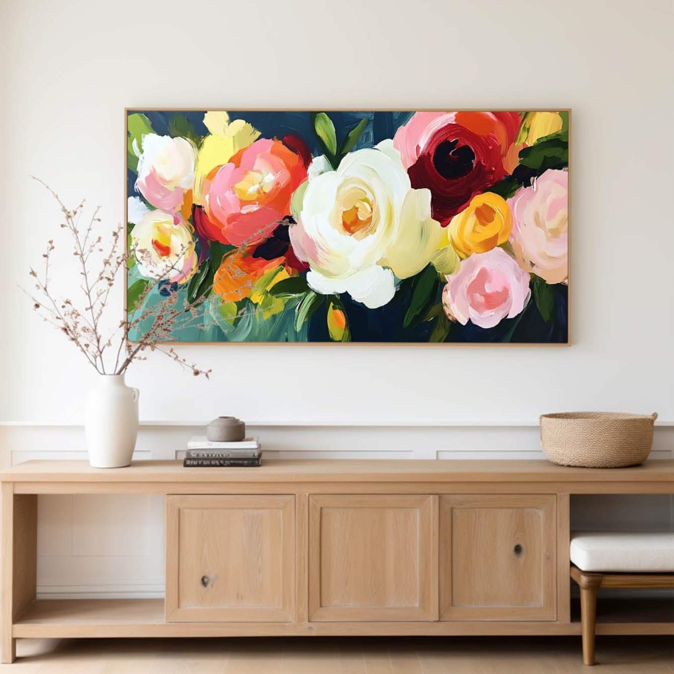 Vibrant Peony Bouquet Oil Canvas Art