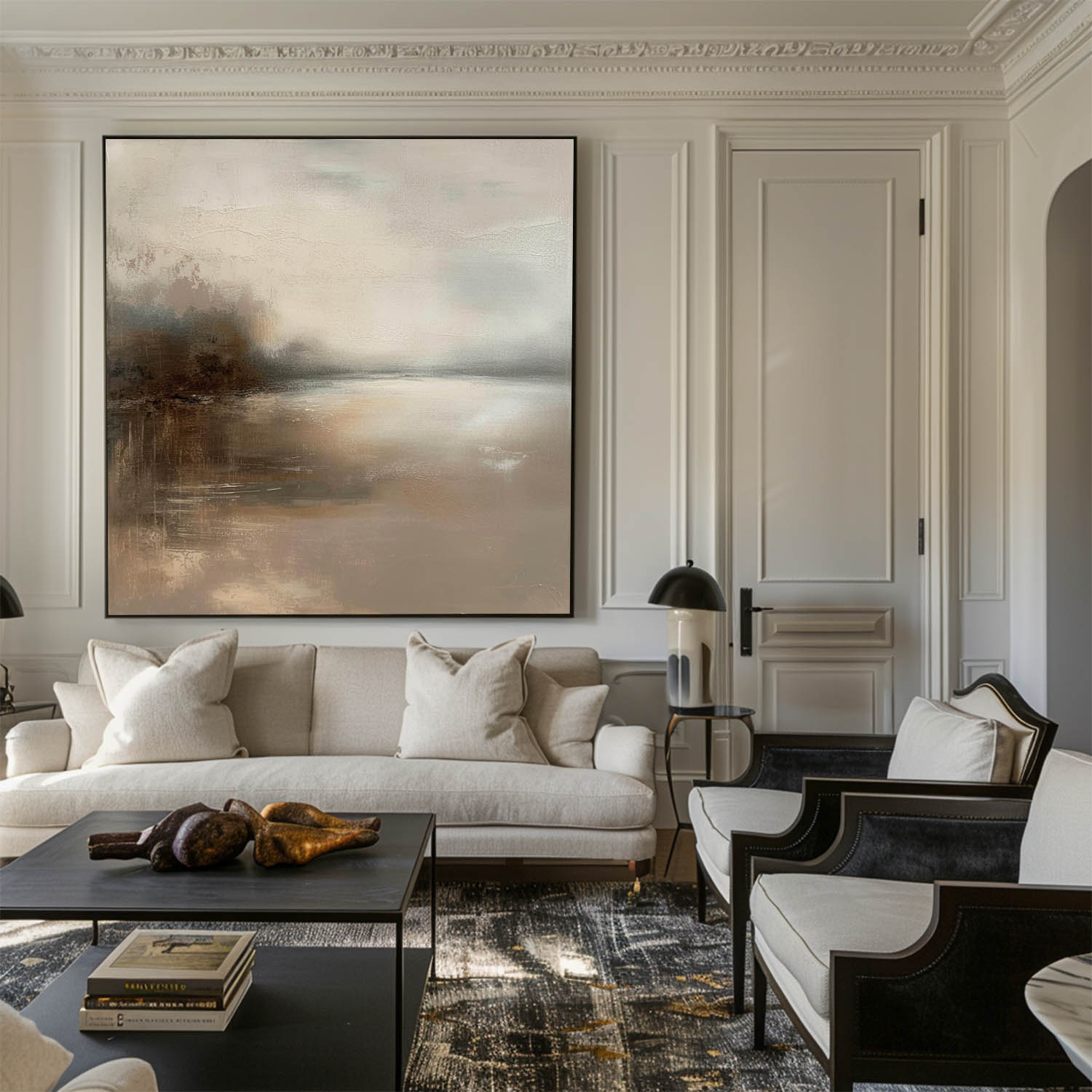 Ethereal Misty Lake Landscape Textured Wall Art