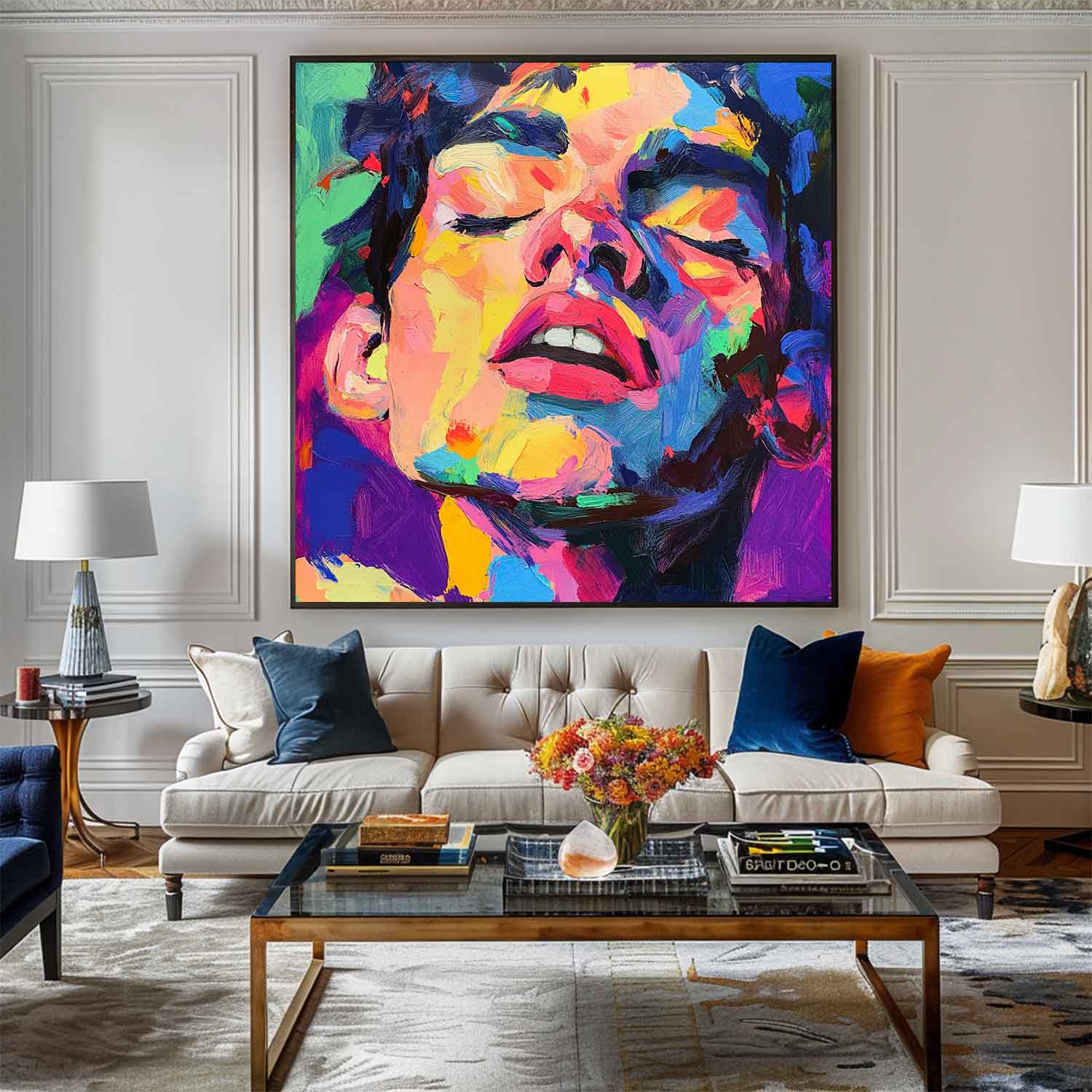 Modern Textured Man Portrait Canvas Art
