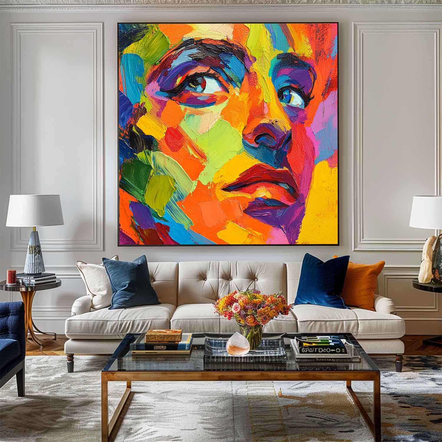 Vibrant Colorful Woman Face Canvas Art