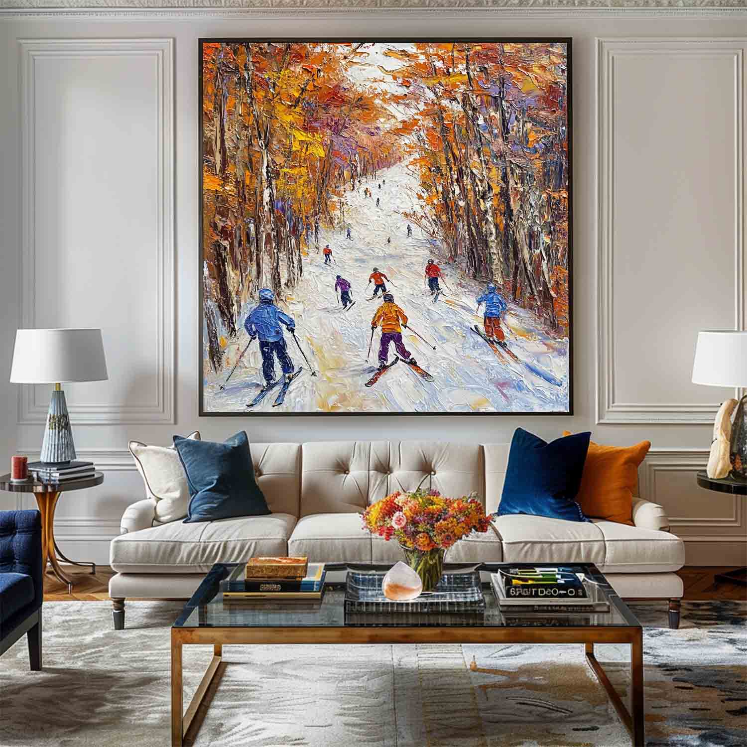 Joren Skiing Autumn Scene Canvas Wall Art