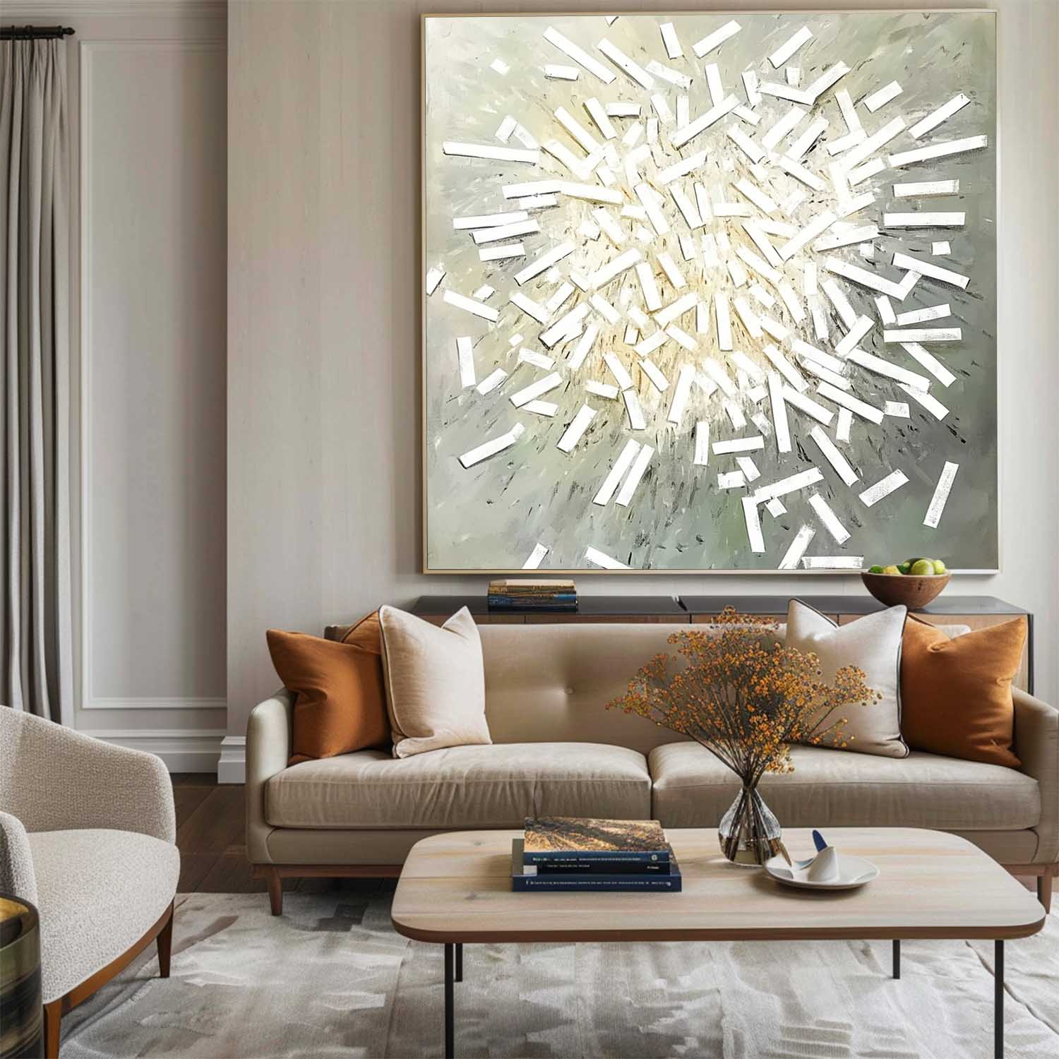 Liora White Burst Textured Canvas Wall Art