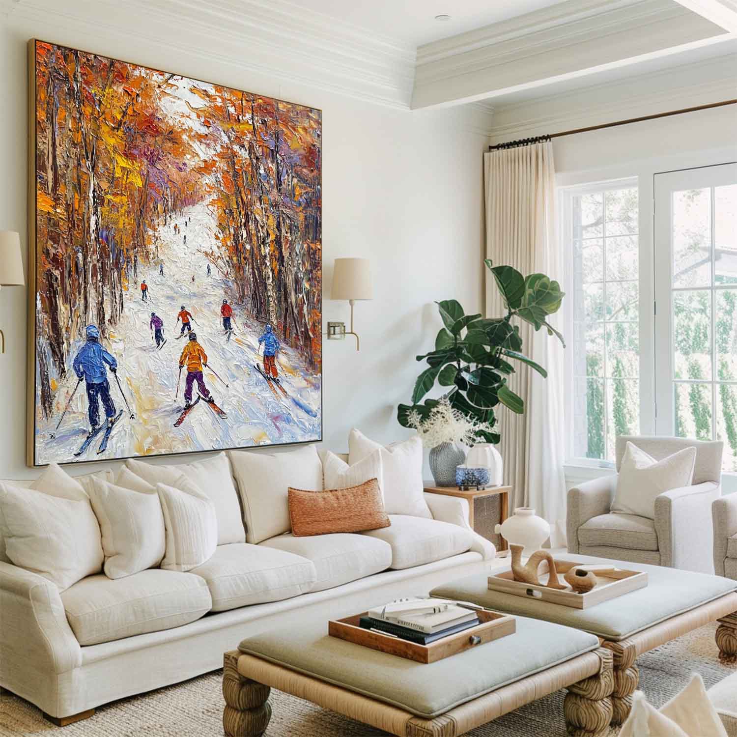 Joren Skiing Autumn Scene Canvas Wall Art