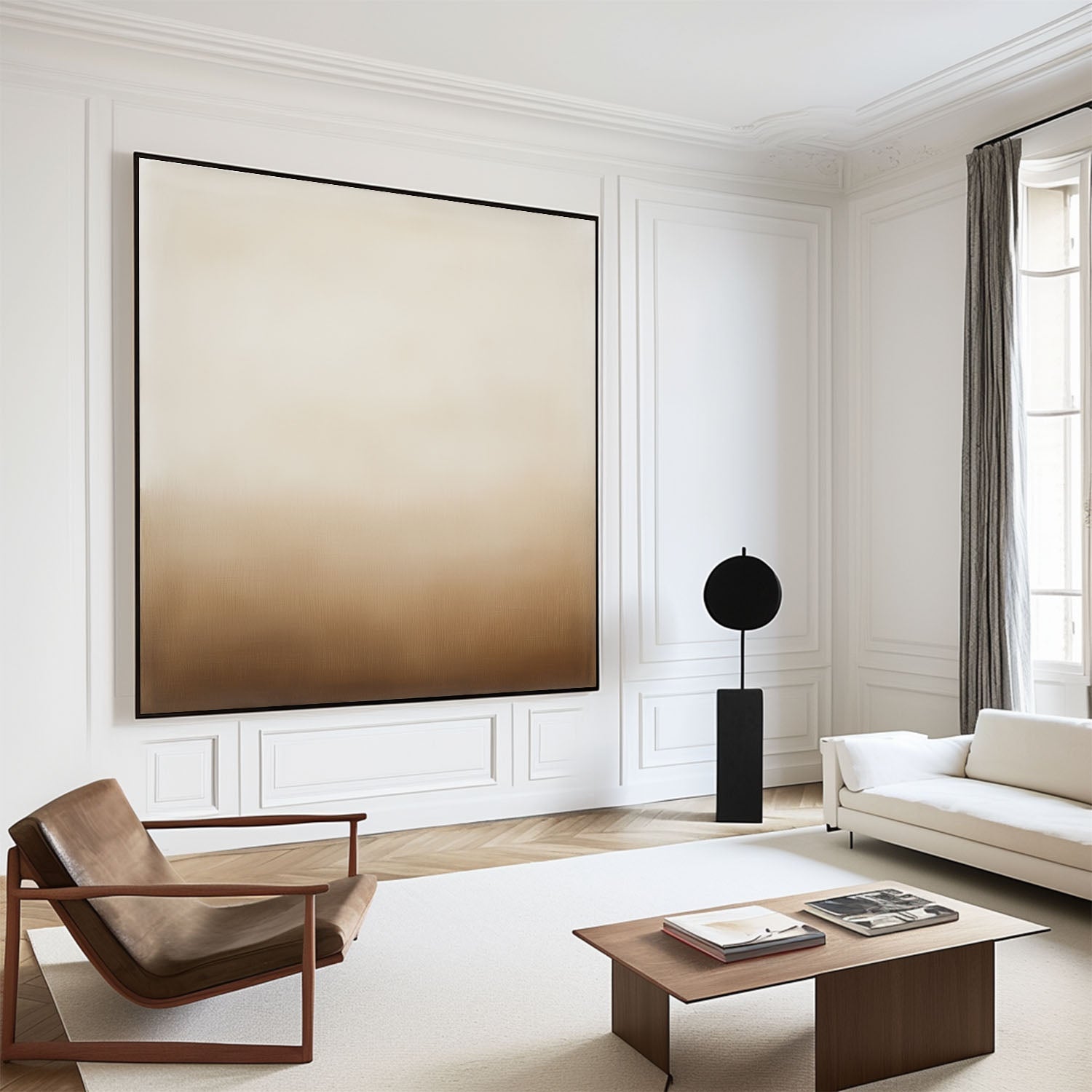 Neutral Taupe Gradient Wash Square Canvas Art