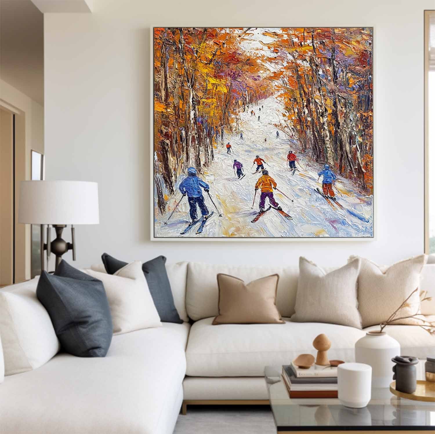 Joren Skiing Autumn Scene Canvas Wall Art
