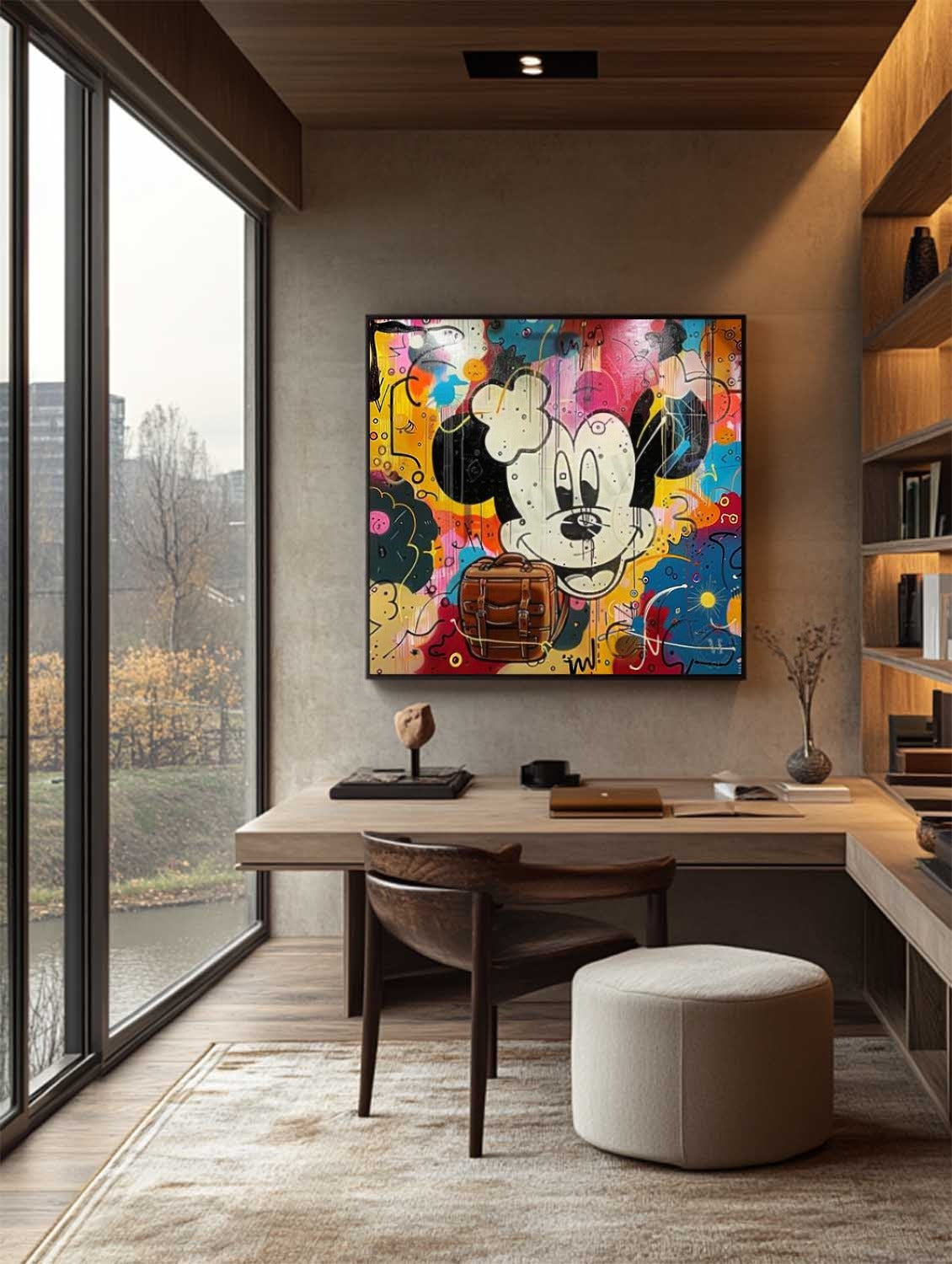 Wall Art Pop Mickey Brown Bag Colorful Graffiti