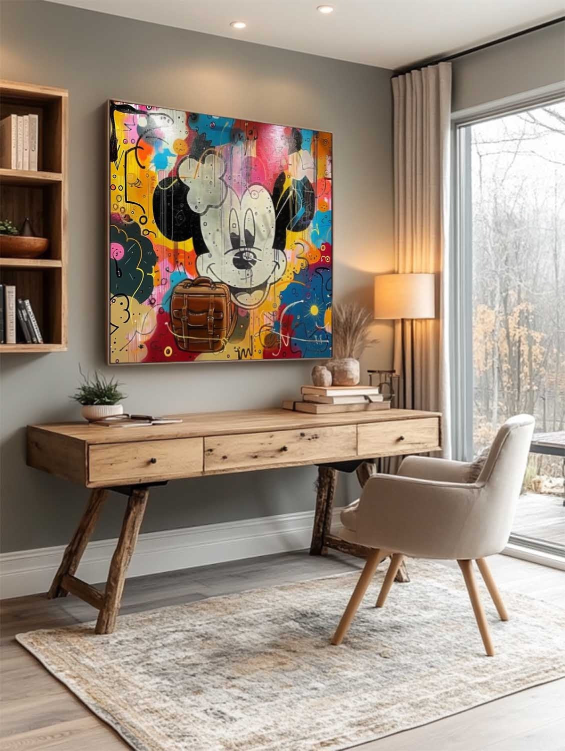 Wall Art Pop Mickey Brown Bag Colorful Graffiti