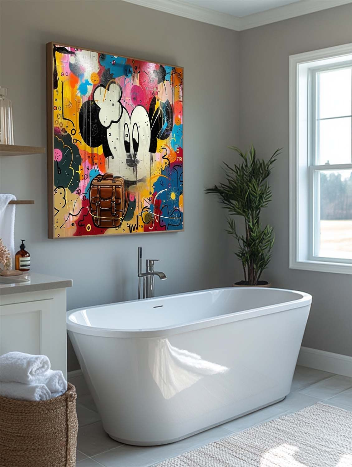Wall Art Pop Mickey Brown Bag Colorful Graffiti