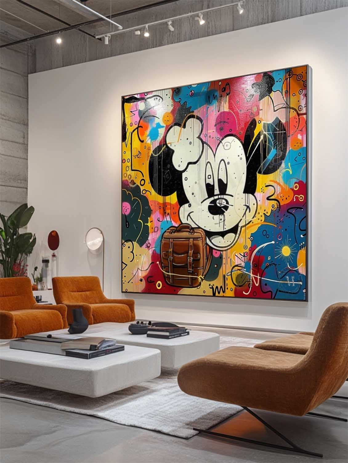 Wall Art Pop Mickey Brown Bag Colorful Graffiti