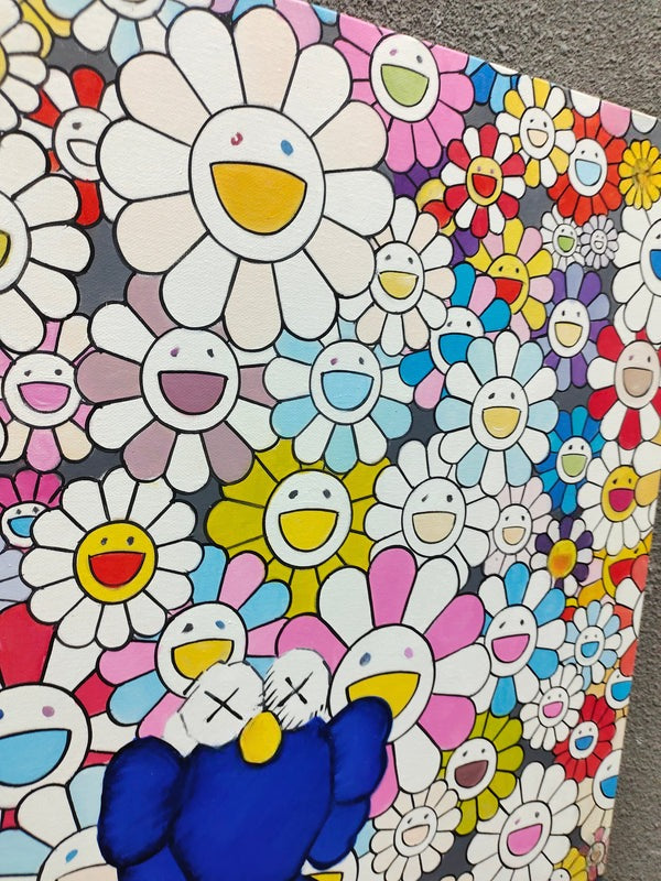 Wall Art Blue Kaws Murakami Flower
