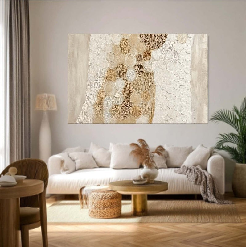 Beige White Organic Abstract Painting