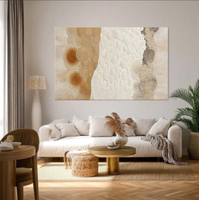 Beige White Organic Abstract Painting