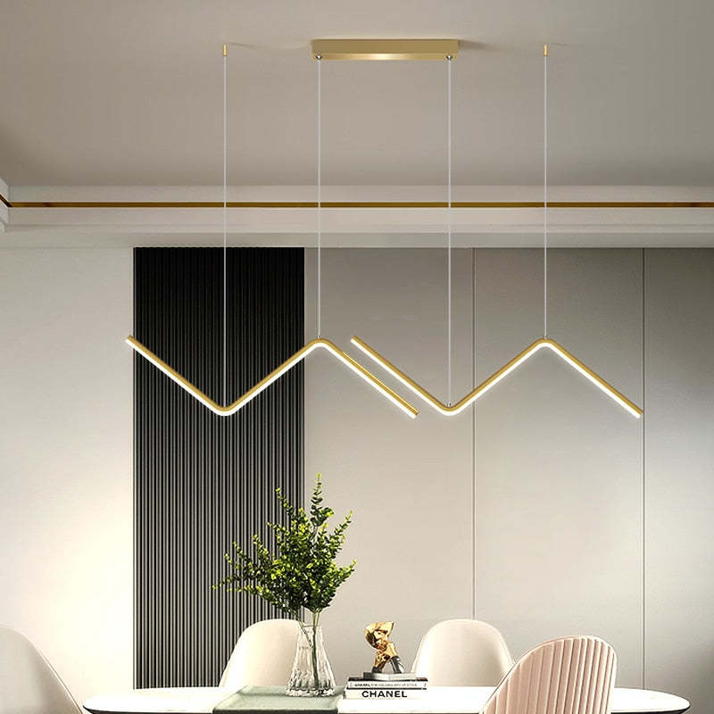 Arisha Modern Wavy linear Pendant Light Double, Black/Gold - Neutralighting