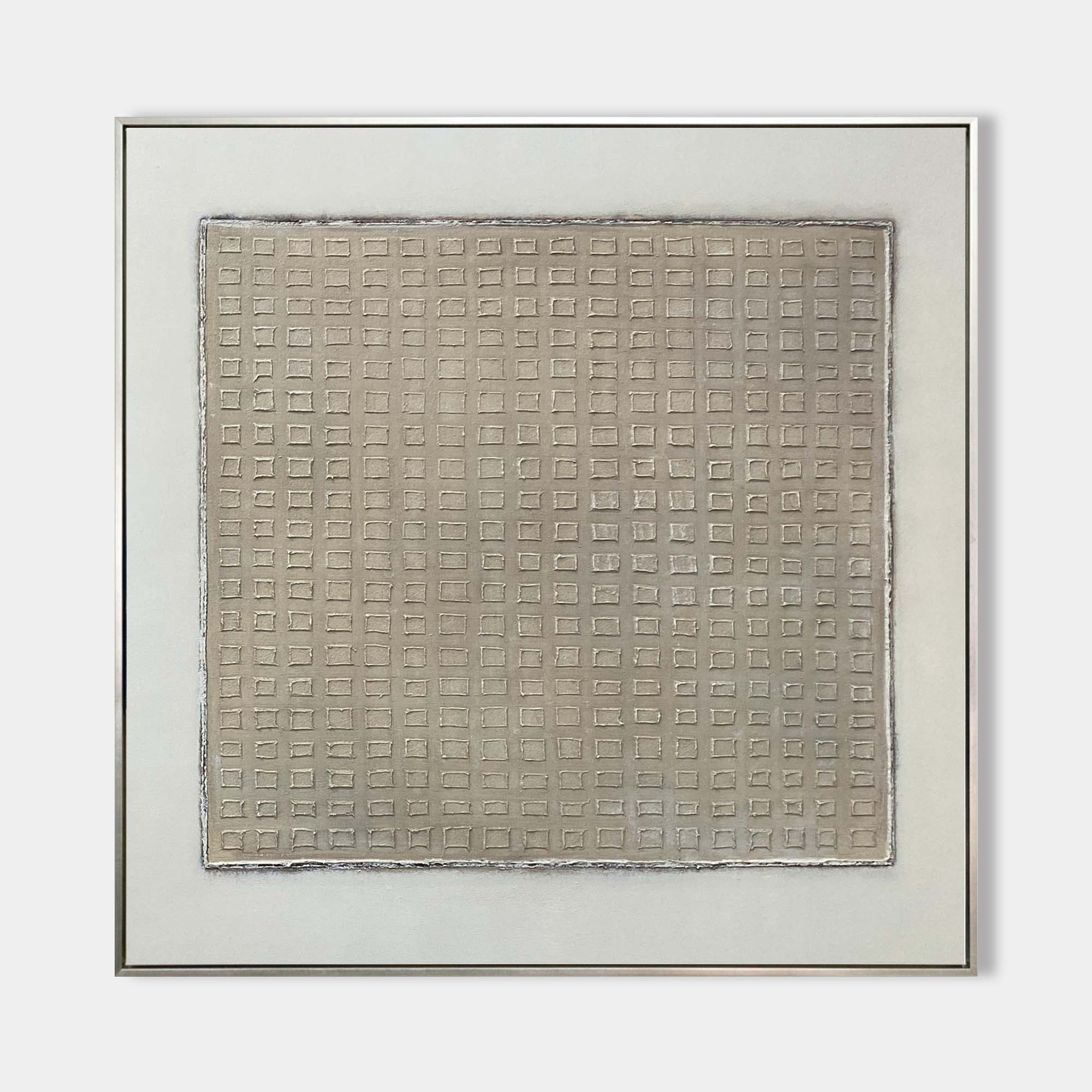 Burri Style Neutral Textured Square Canvas Art