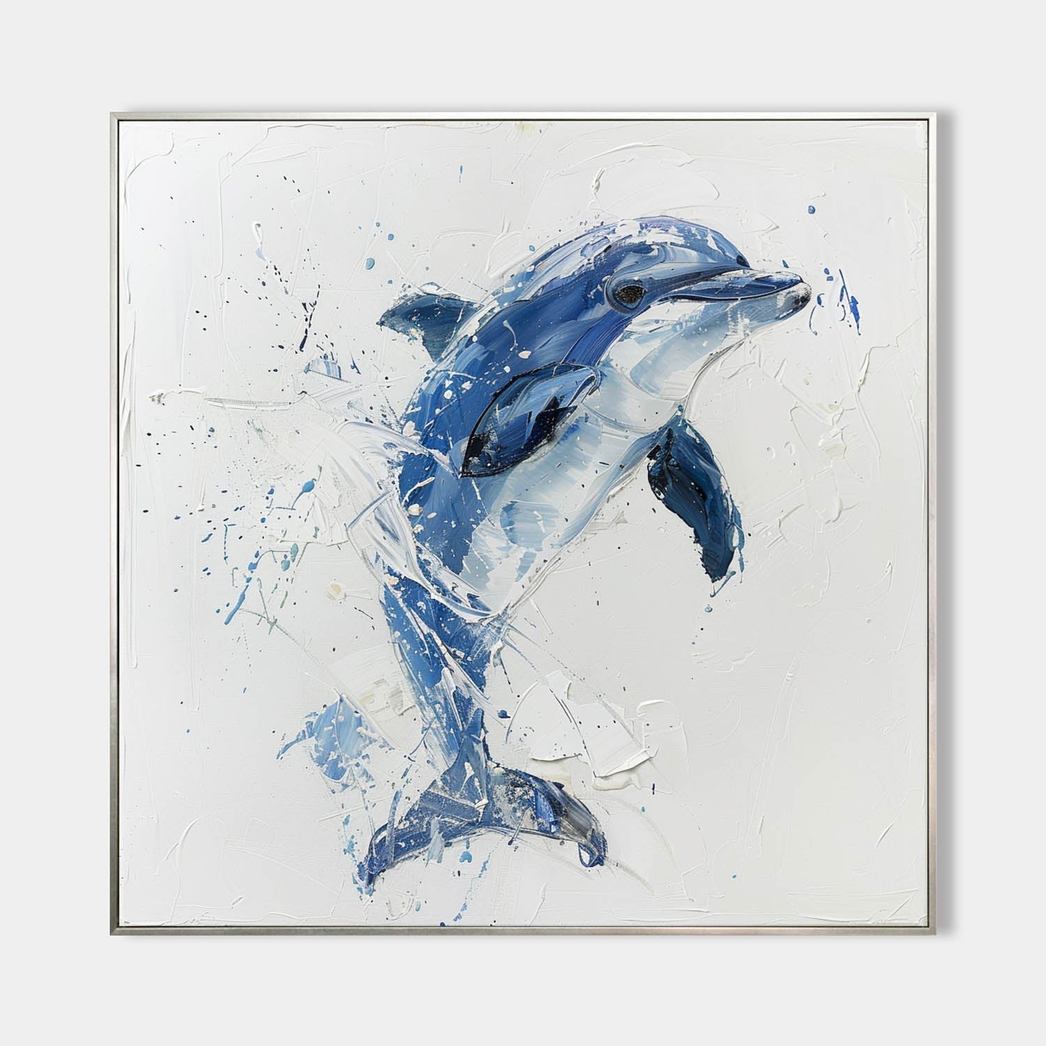 Blue Dolphin Splash Figurative Art
