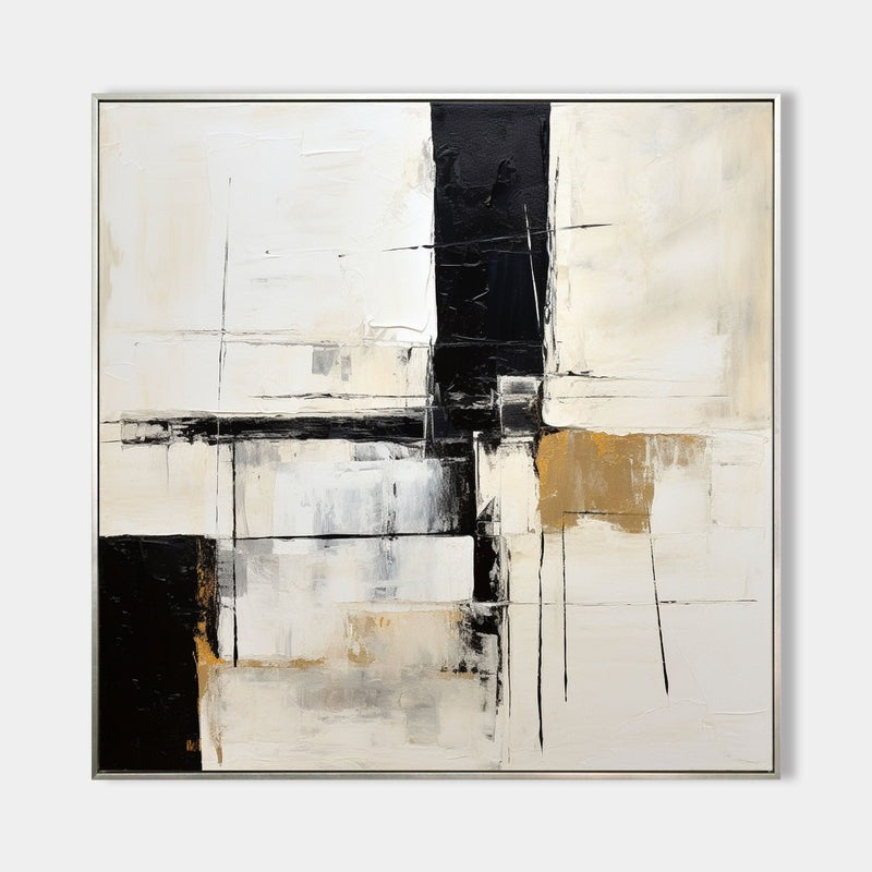 Black White Geometric Abstract Painting