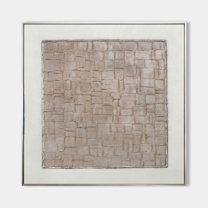 Beige Textured Geometric Minimalist Painting
