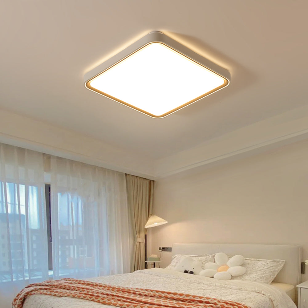 Arisha Minimalist Round/Square Metal/Acrylic Flush Mount Ceiling Light, Gold - Neutralighting
