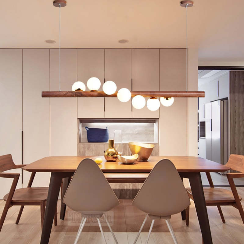 Valentina Glass Bubble Pendant Light Wood/Walnut - Neutralighting