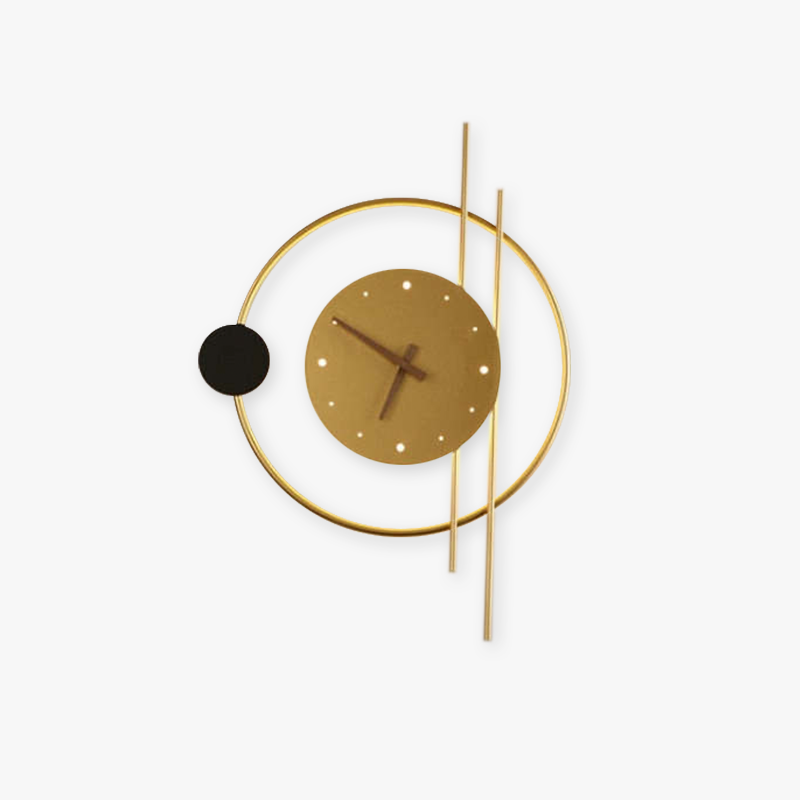 Arisha Wall Lamp Clock, Black & Gold - Neutralighting