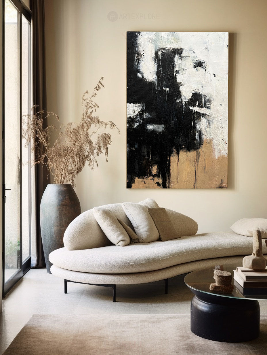 Dark Ochre Drip Effect Abstract Canvas Art