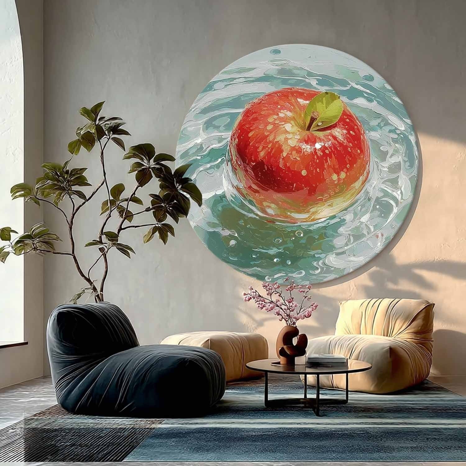 Glossy Red Apple Aqua Water Canvas Art