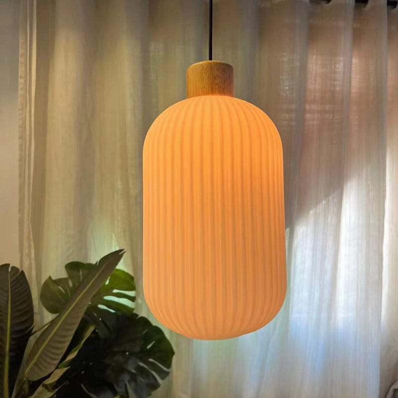 Muto Modern Wood/Glass Pendant Light, White - Neutralighting