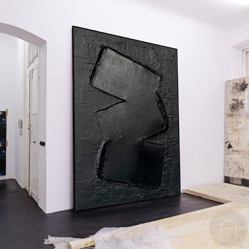 Wall Art Abstract Black Textured Painting