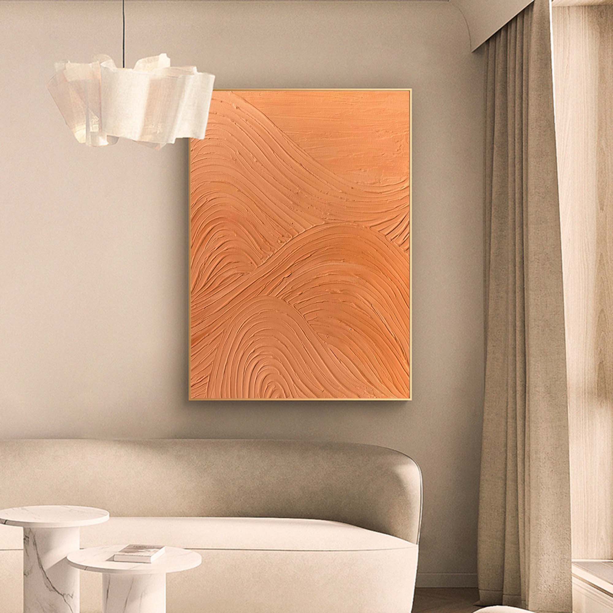 Terracotta Wavy Textured Abstract Oil Painting