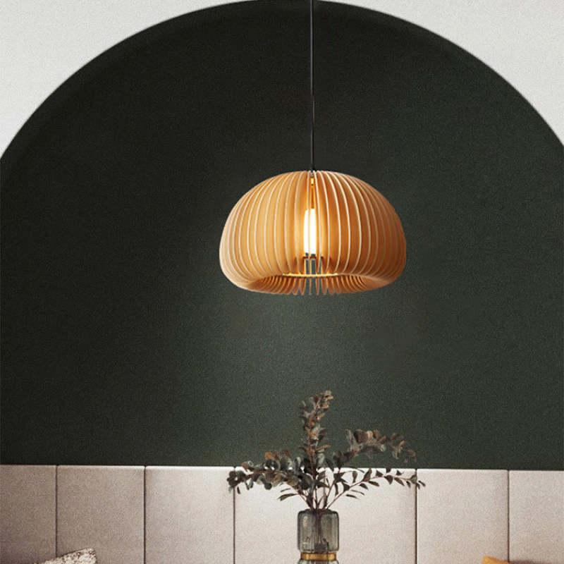 Muto Pumpkin Pendant Light, Wood - Neutralighting
