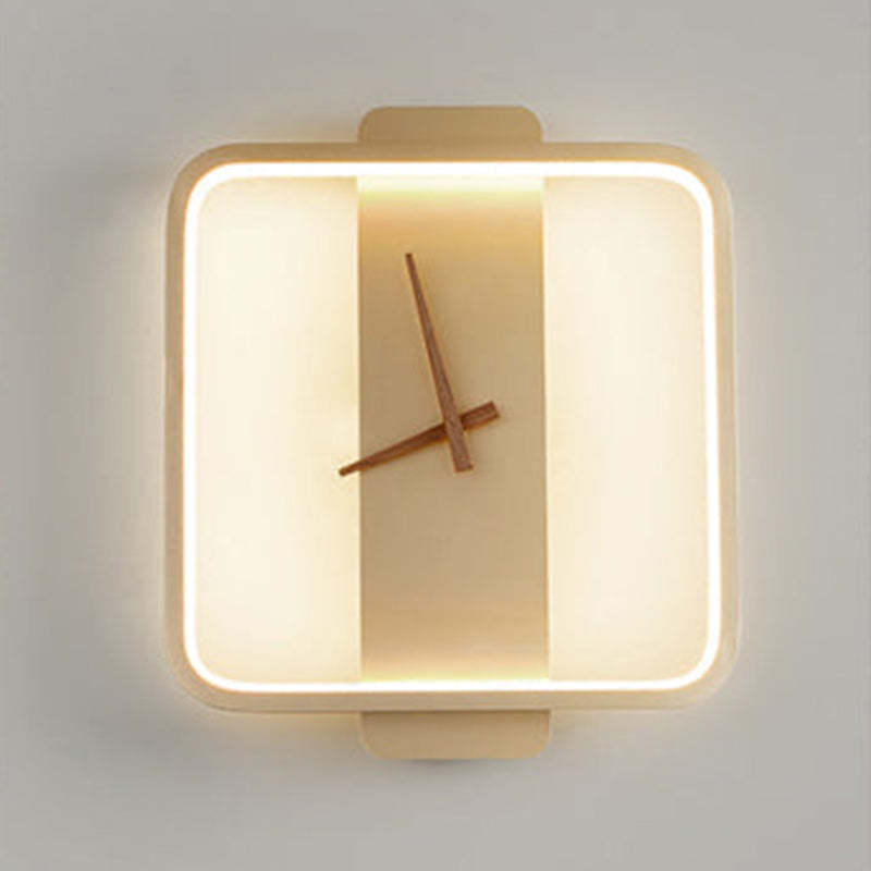 Valentina Arisha Square Clock Metal & Acrylic Wall Lamp, Gold - Neutralighting