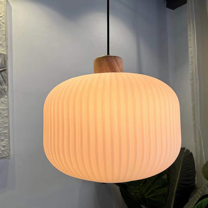 Muto Modern Wood/Glass Pendant Light, White - Neutralighting